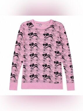 Primp Thermal Shirt Womens Medium Pink Black Bow Vintage Y2K Coquette Grunge